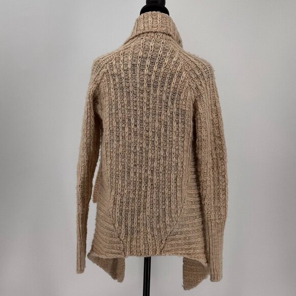 Express Cardigan Sweater Womens S Asymetrical Open Front Knit Chunky Collar Boho - Picture 6 of 6